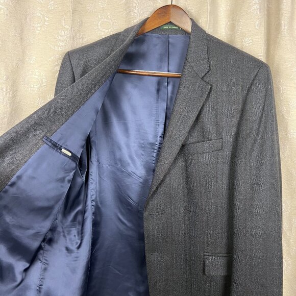 Lauren Ralph Lauren lambs wool blue chevron single-breasted blazer suit jacket - Picture 5 of 13